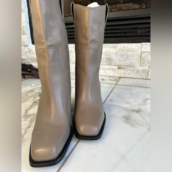 Franco Sarto Womens Valor Leather Square Toe Mid-Calf Boots - Picture 3 of 6